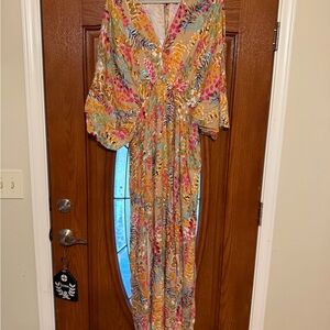 ODDY Vibrant Floral Maxi Dress with Slits - women’s size 3x